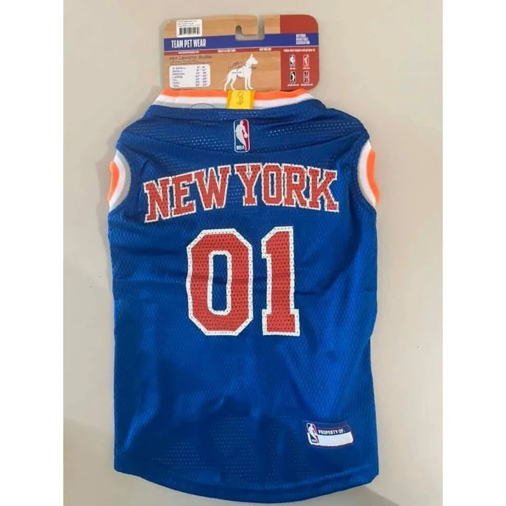 NWT New York Knicks Pet Jersey for Dogs/Cats w/Gold Championship Patch Sz Large